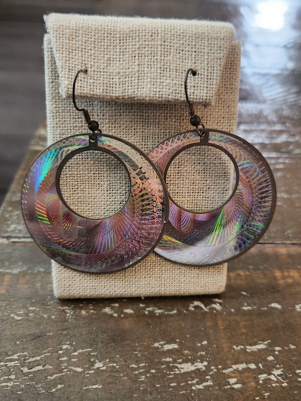 Laser Prismatic Silver Holographic Drop Earrings - Women Jewelry - 80s
